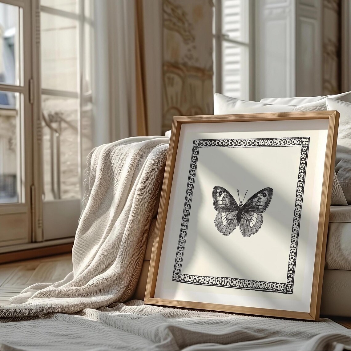 Black And White Minimalist Butterfly Art Print