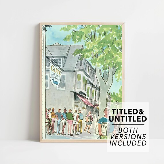 Vintage Gift Shop Queue Island Souvenirs Summer Street Art Poster