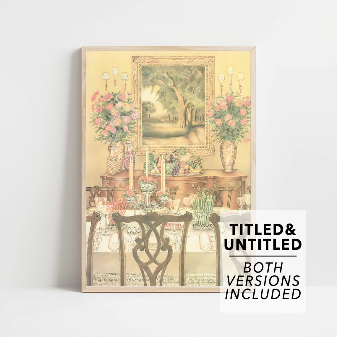 Elegant Dining Room Floral Table Setting Classic Interior Art Poster