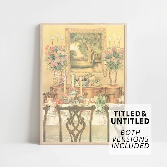 Elegant Dining Room Floral Table Setting Classic Interior Art Poster