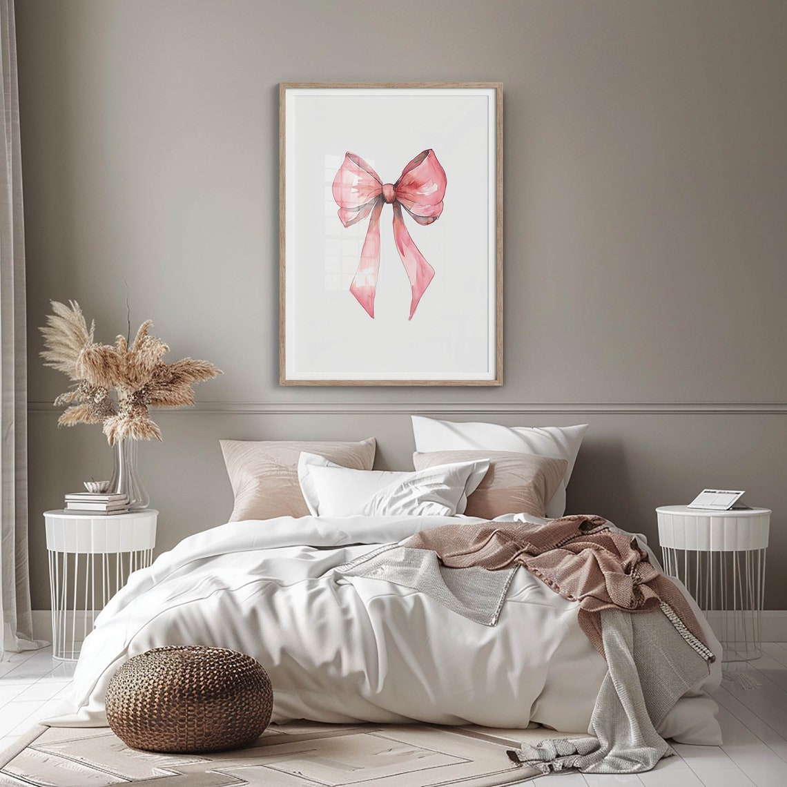 Pink Watercolor Ribbon Bow Balletcore Girly Bedroom Decor Poster - Image 3