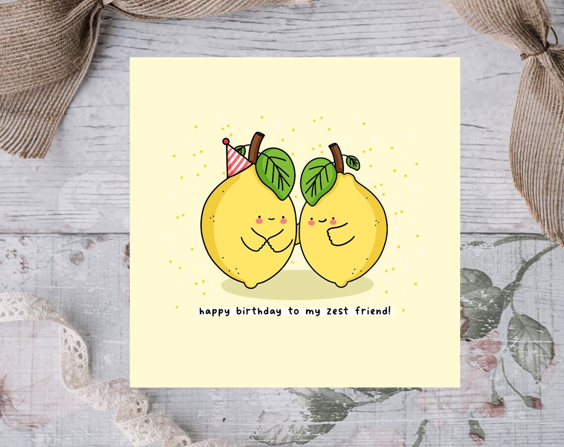 Kawaii Lemon Birthday Pun Poster with Happy Birthday Zest Friend - Image 2