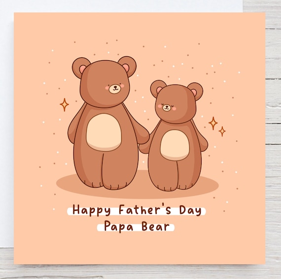 Happy Father's Day Papa Bear Cute Smiling Bear Kawaii Card Poster