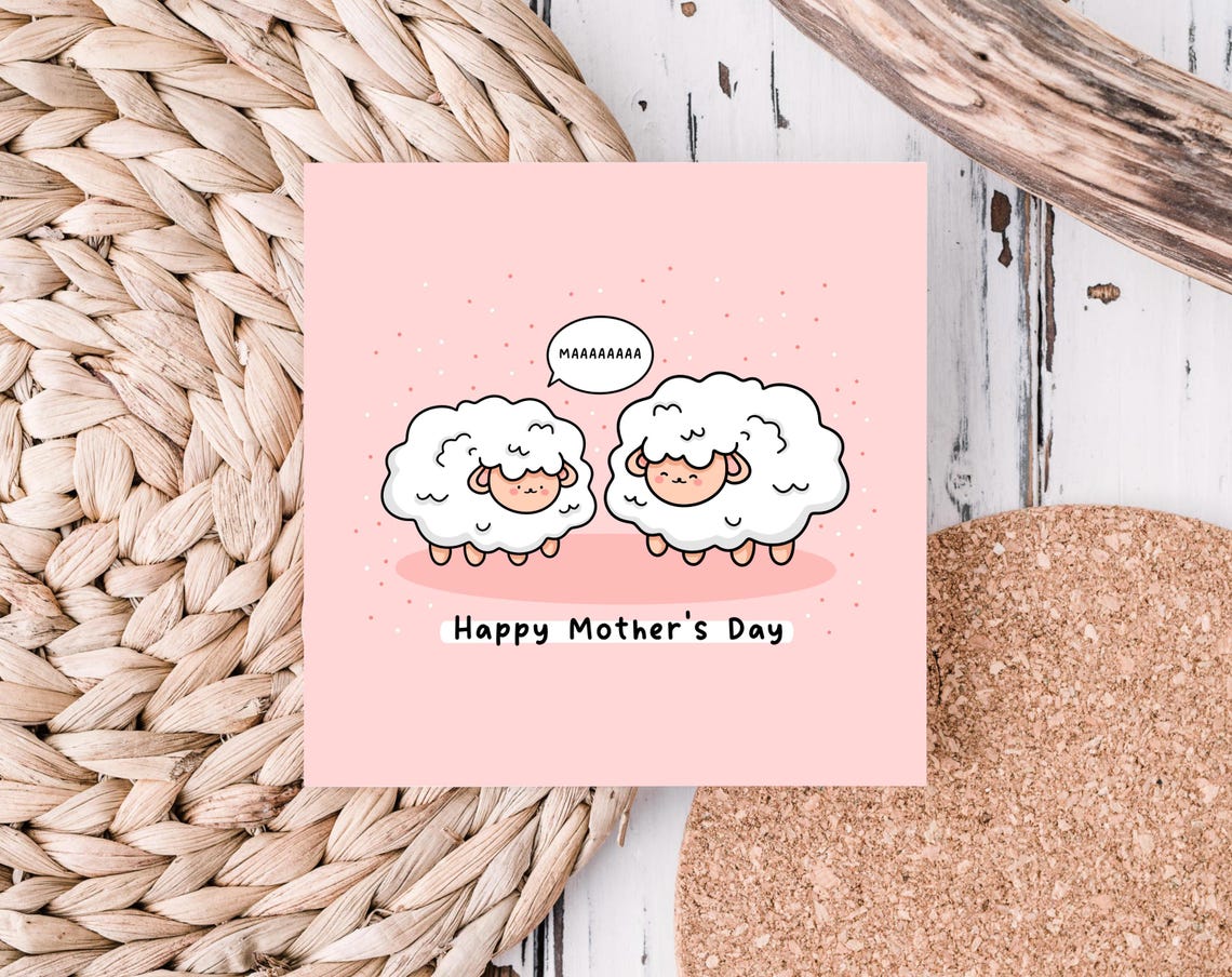 Kawaii MAAAAAAAA Happy Mothers Day Fluffy Sheep Pun Art Print - Image 6