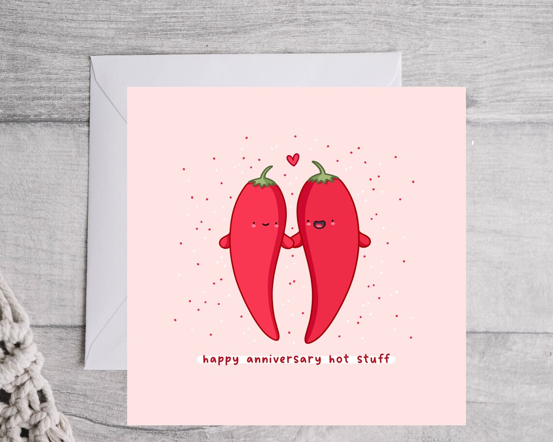 Happy Anniversary Hot Stuff, Funny Pun Card - Image 5