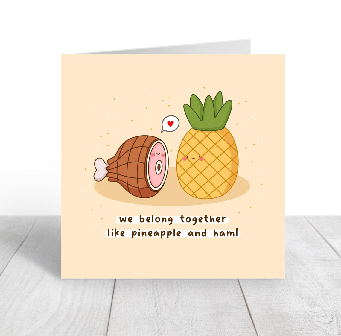 Kawaii We Belong Together Like Pineapple and Ham Pun Love Print - Image 2