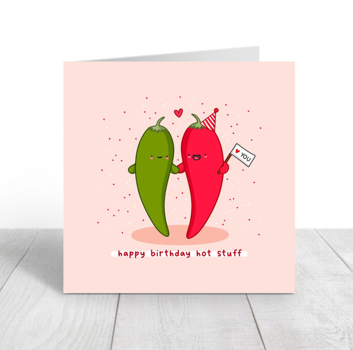 Happy Birthday Hot Stuff Funny Chili Pepper Pun Card Art Poster - Image 3