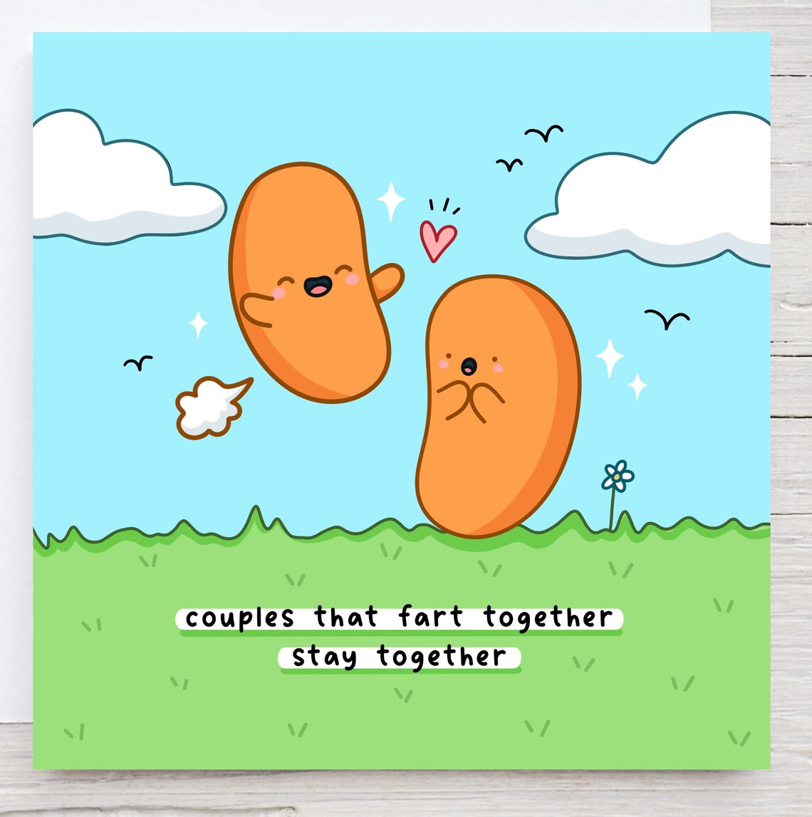 Cheeky Kawaii Bean Couple Fart Together Stay Together Funny Poster