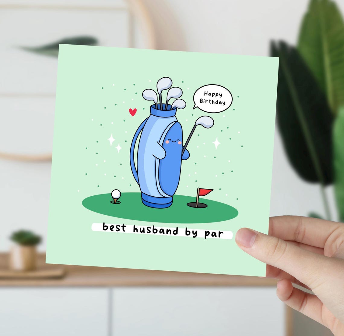 Kawaii Golf Birthday Pun Poster with Best Husband by Par Blue Bag - Image 5