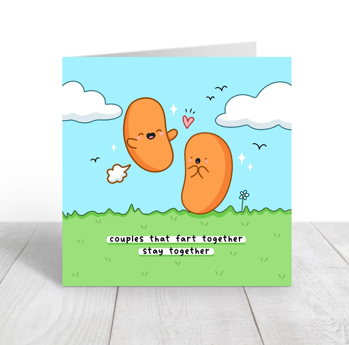 Cheeky Kawaii Bean Couple Fart Together Stay Together Funny Poster - Image 4