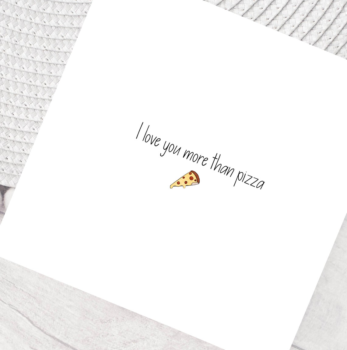 I Love You More Than Pizza Kawaii Pun Anniversary Card Wall Art - Image 2