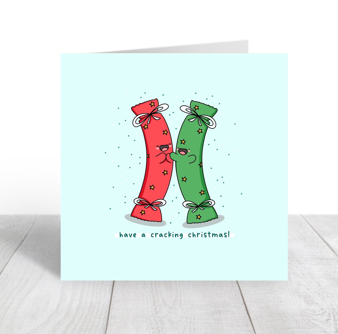 Kawaii Christmas Crackers Hugging Pun Poster with Red and Green - Image 4