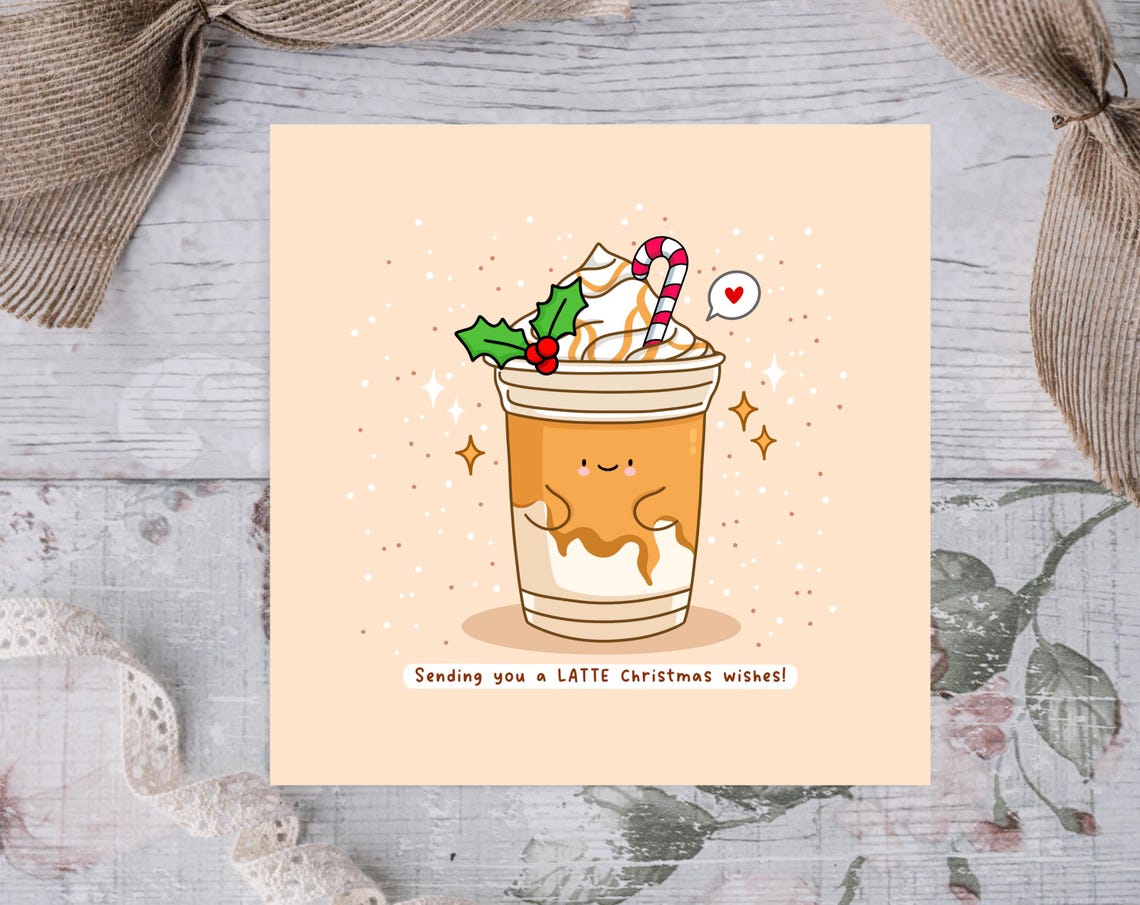 Iced Latte Candy Cane Sending A Latte Christmas Wishes Wall Art - Image 3
