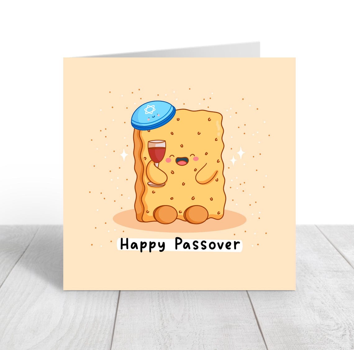 Happy Passover Cute Matzo and Wine Holiday Greeting Card Art Poster - Image 2