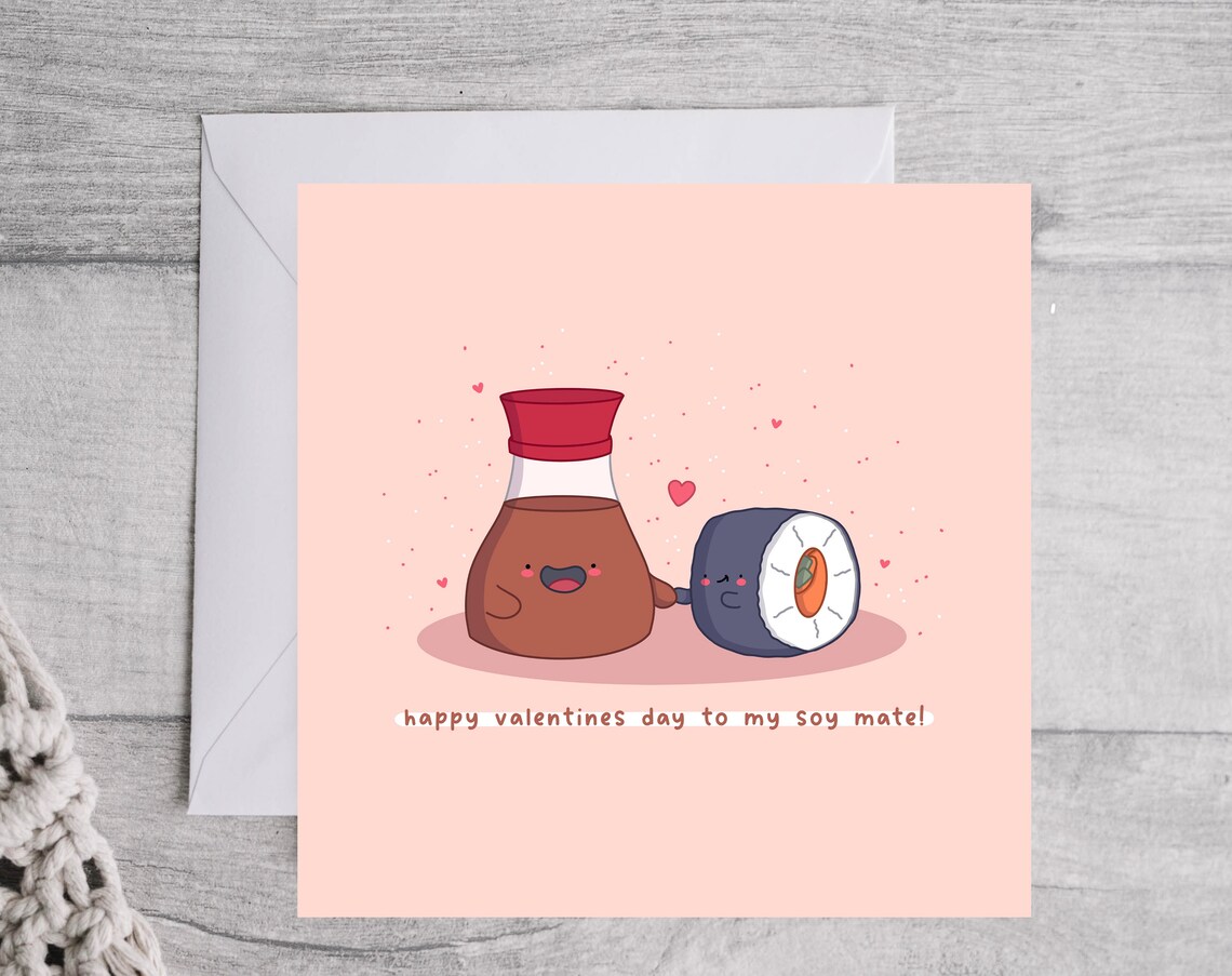 Happy Valentine's Day to My Soy Mate Kawaii Sushi Card Poster - Image 4