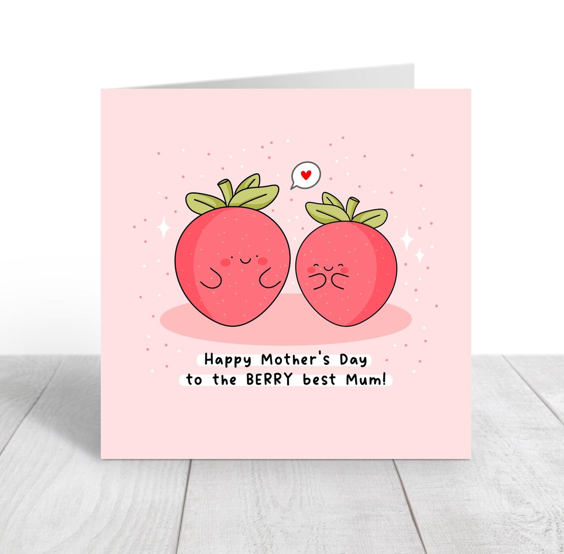 Kawaii Happy Mothers Day to the BERRY Best Mum Pun Art Print - Image 3