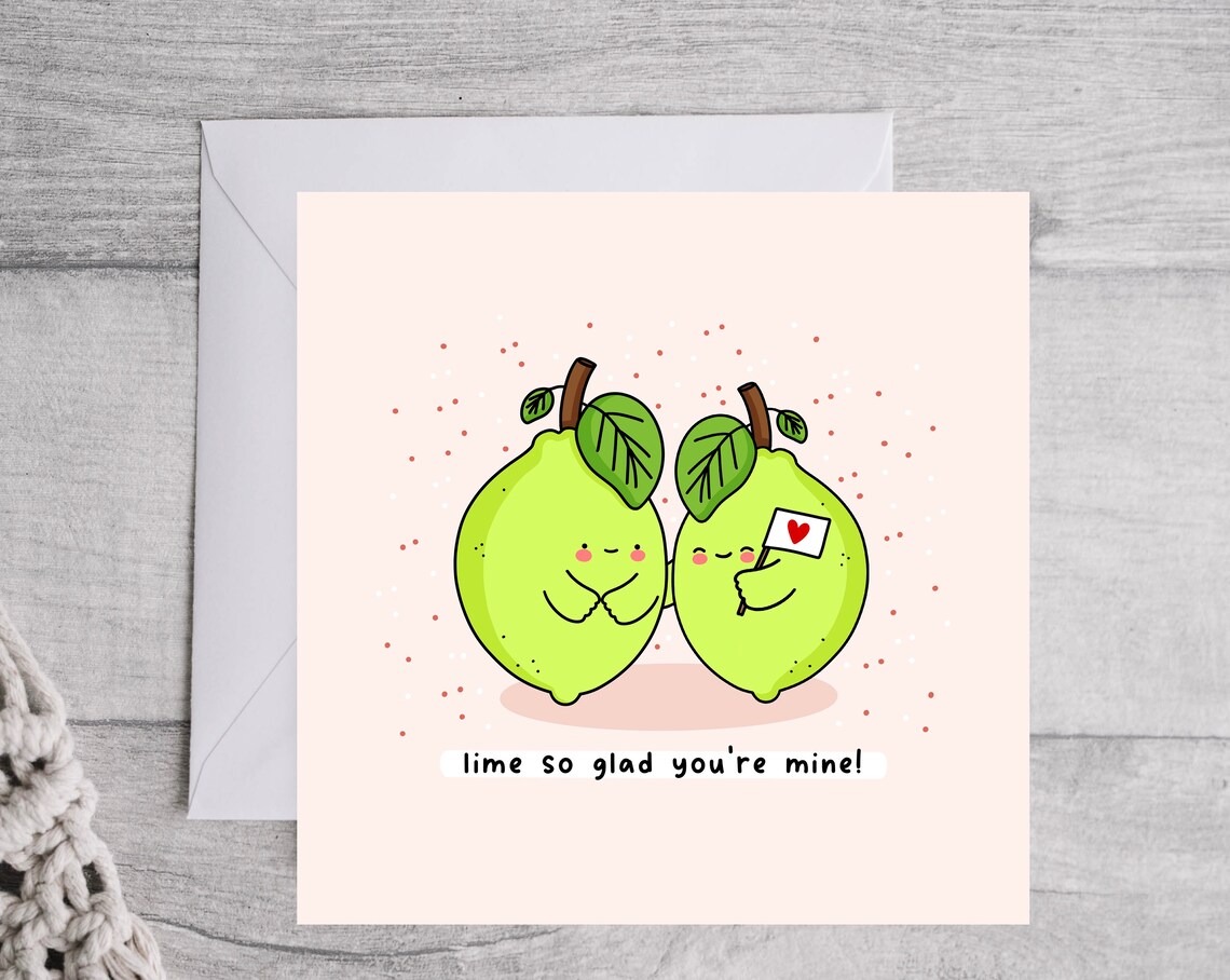 Kawaii Lime Pair Heart Flag Lime So Glad Youre Mine Wall Art - Image 4