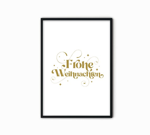 Frohe Weihnachten Gold Script German Christmas Holiday Poster