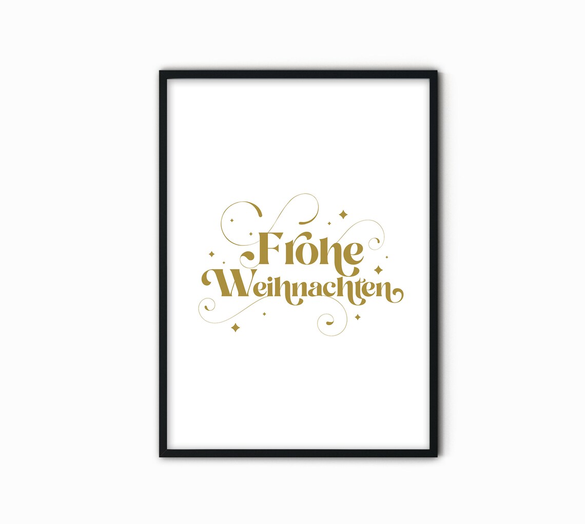 Frohe Weihnachten Gold Script German Christmas Holiday Poster