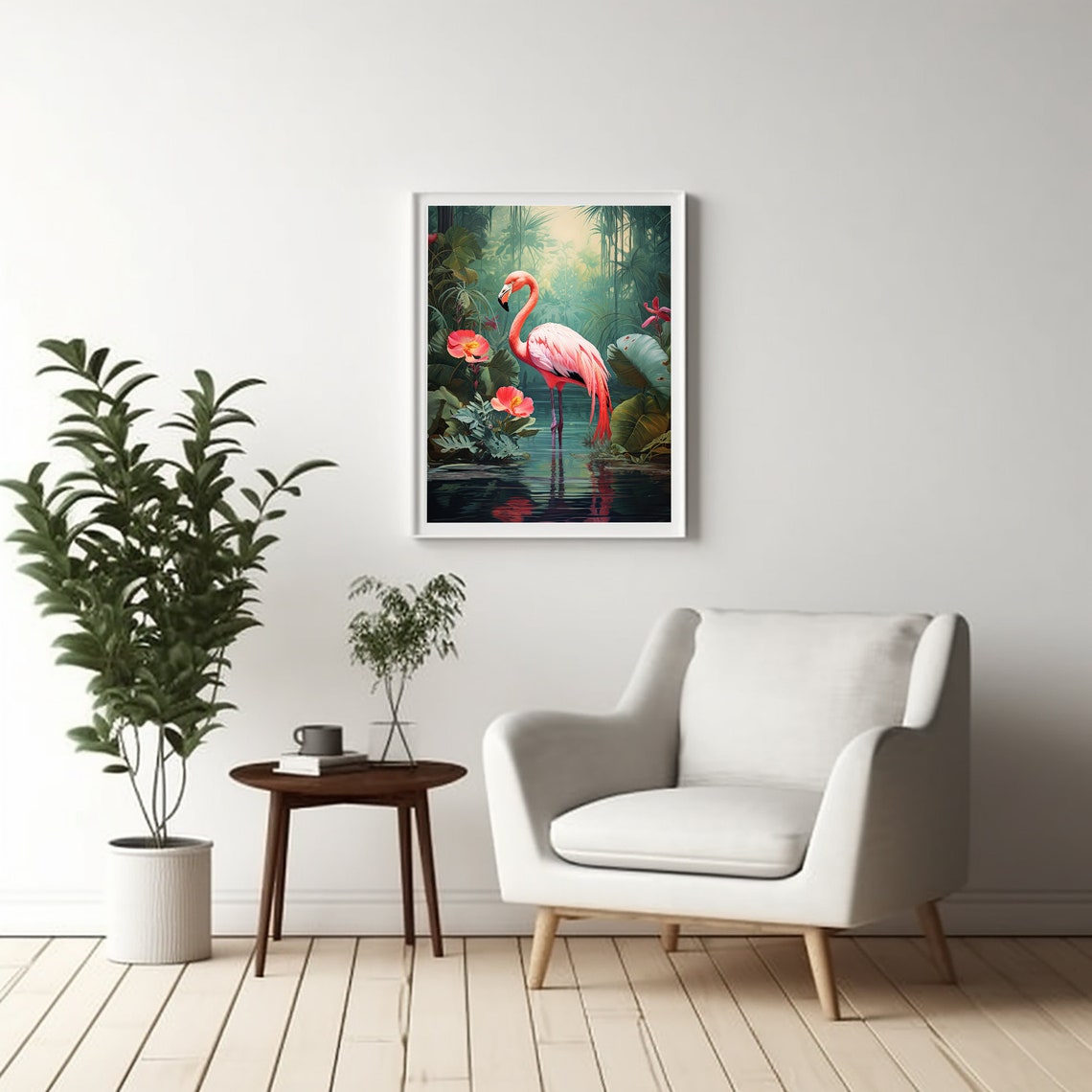 Elegant Pink Flamingo Tropical Lagoon Vintage Style Audubon Poster - Image 3