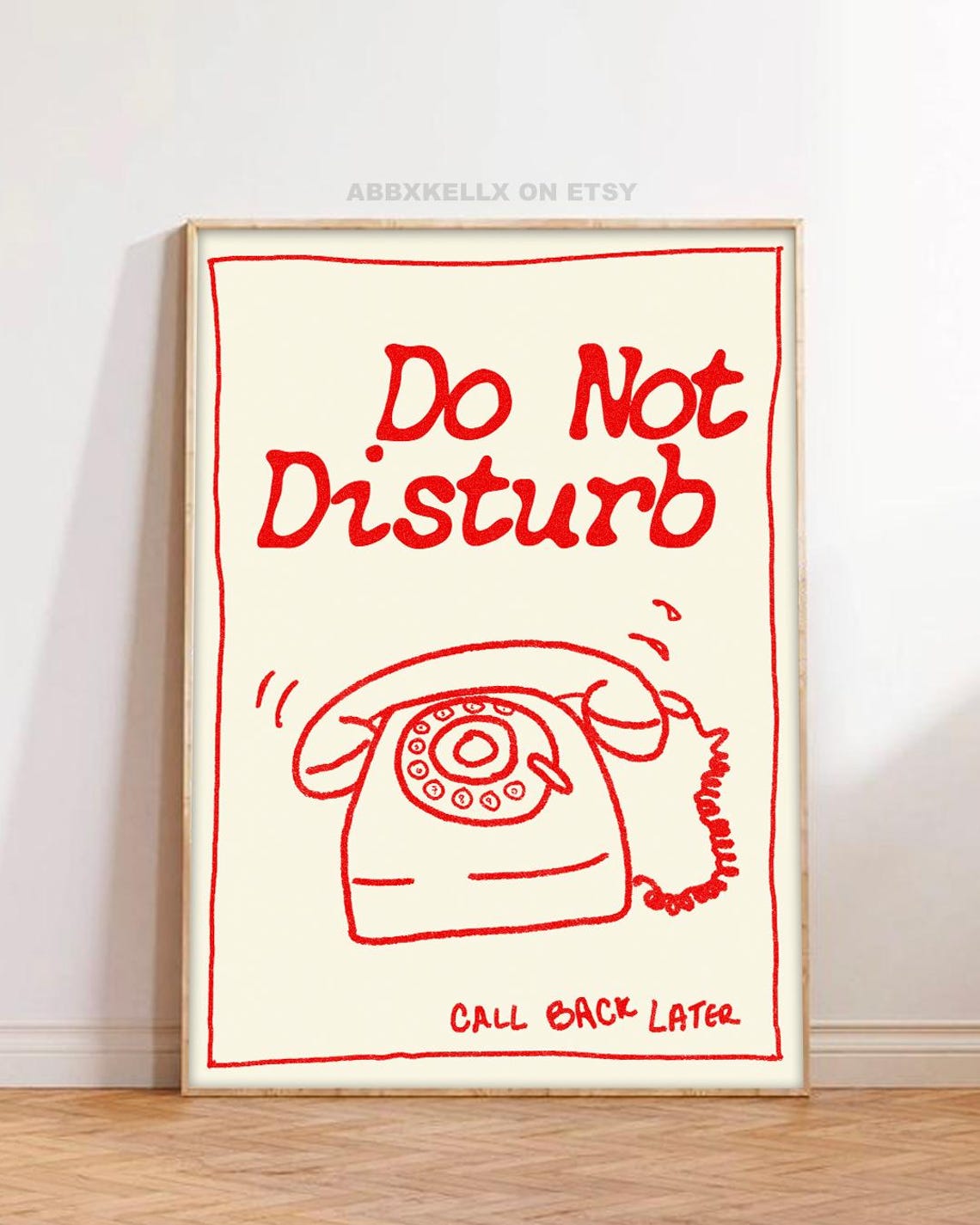 Do Not Disturb Red Rotary Phone Funny Retro Teen Dorm Art Poster