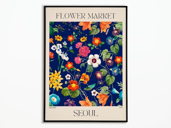 Flower Market Botanical Art Print, Floral Poster