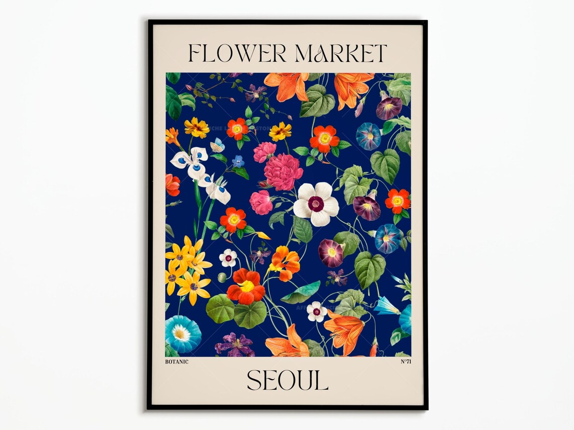 Flower Market Botanical Art Print, Floral Poster