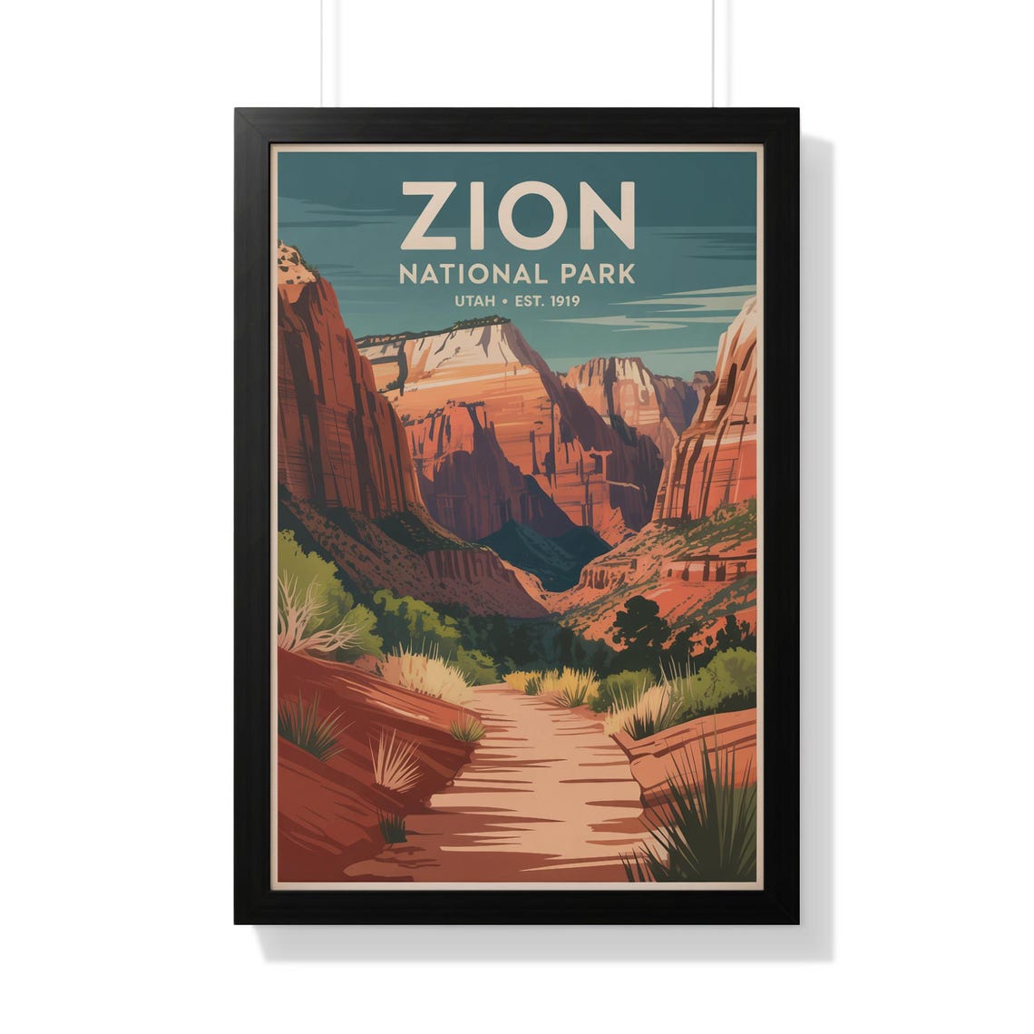 Zion National Park Utah Canyon Desert Vintage Travel Poster Wall Decor
