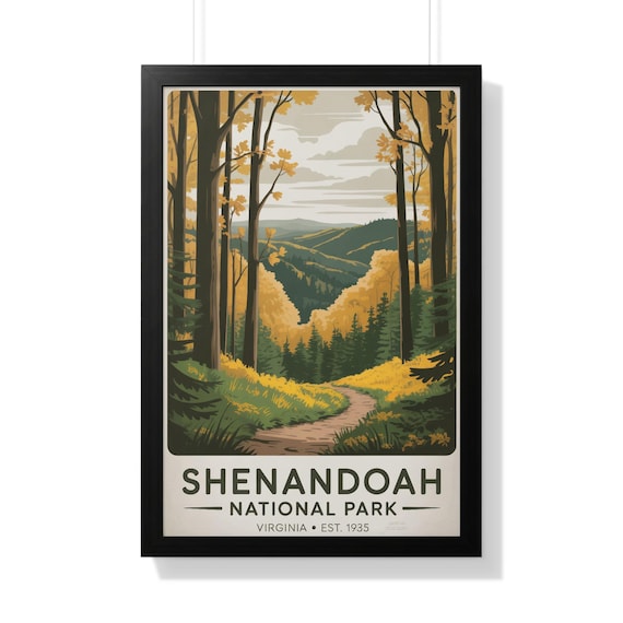 Shenandoah National Park Virginia Autumn Forest Trail Vintage Poster