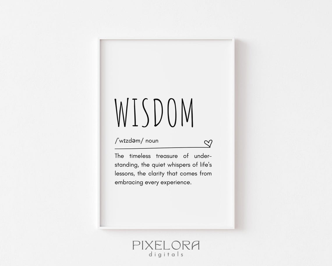 Wisdom Definition Dictionary Art Inspirational Quote Minimalist Poster