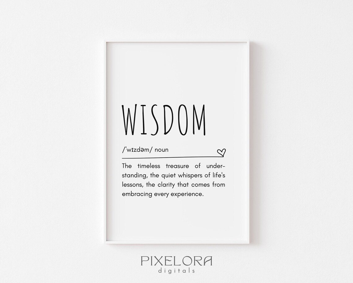 Wisdom Definition Wall Art Inspirational Quote Motivational Poster Personal Growth Office Decor
