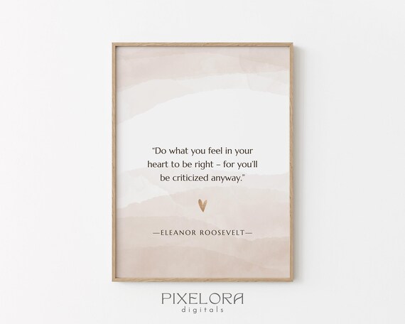 Eleanor Roosevelt Quote Inspirational Wall Art Motivational Poster Famous Life Uplifting Decor