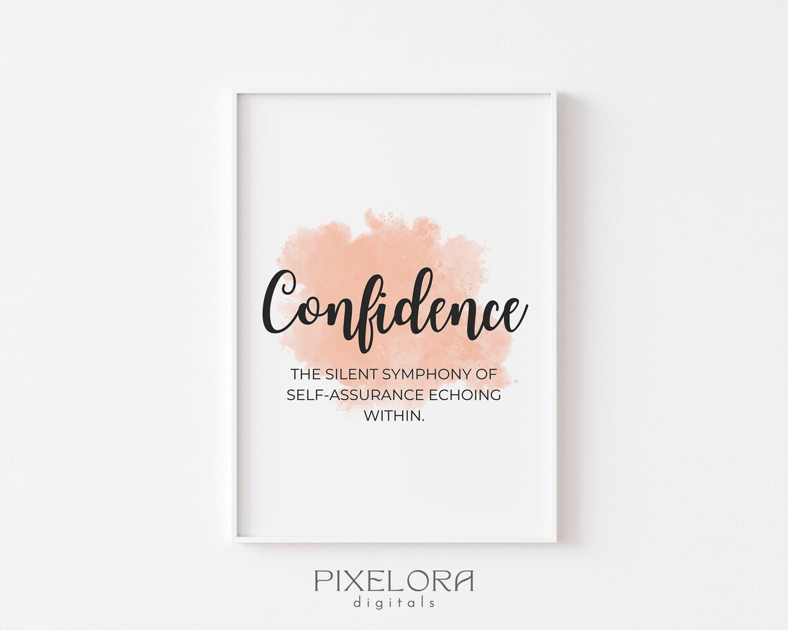 Confidence Definition Inspirational Quote Poster Motivational Wall Art Personal Growth Office Decor