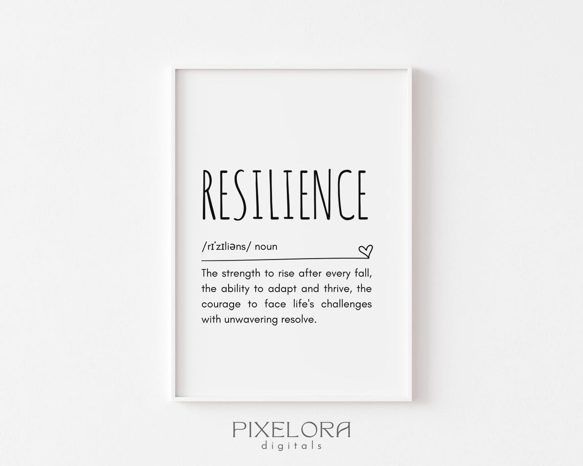 Resilience Dictionary Definition Typography Wall Art with Heart Accent