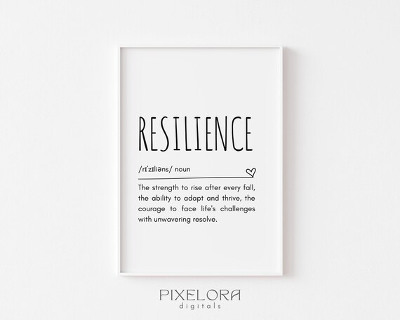 Resilience Definition Wall Art Inspirational Quote Motivational Poster Personal Growth Office Decor