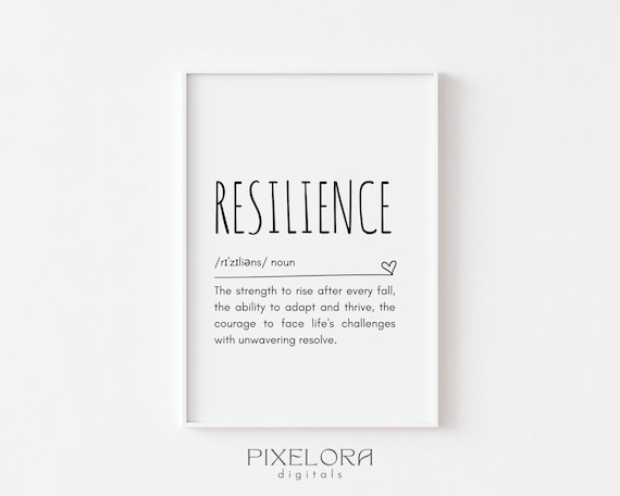 Resilience Dictionary Definition Typography Wall Art with Heart Accent
