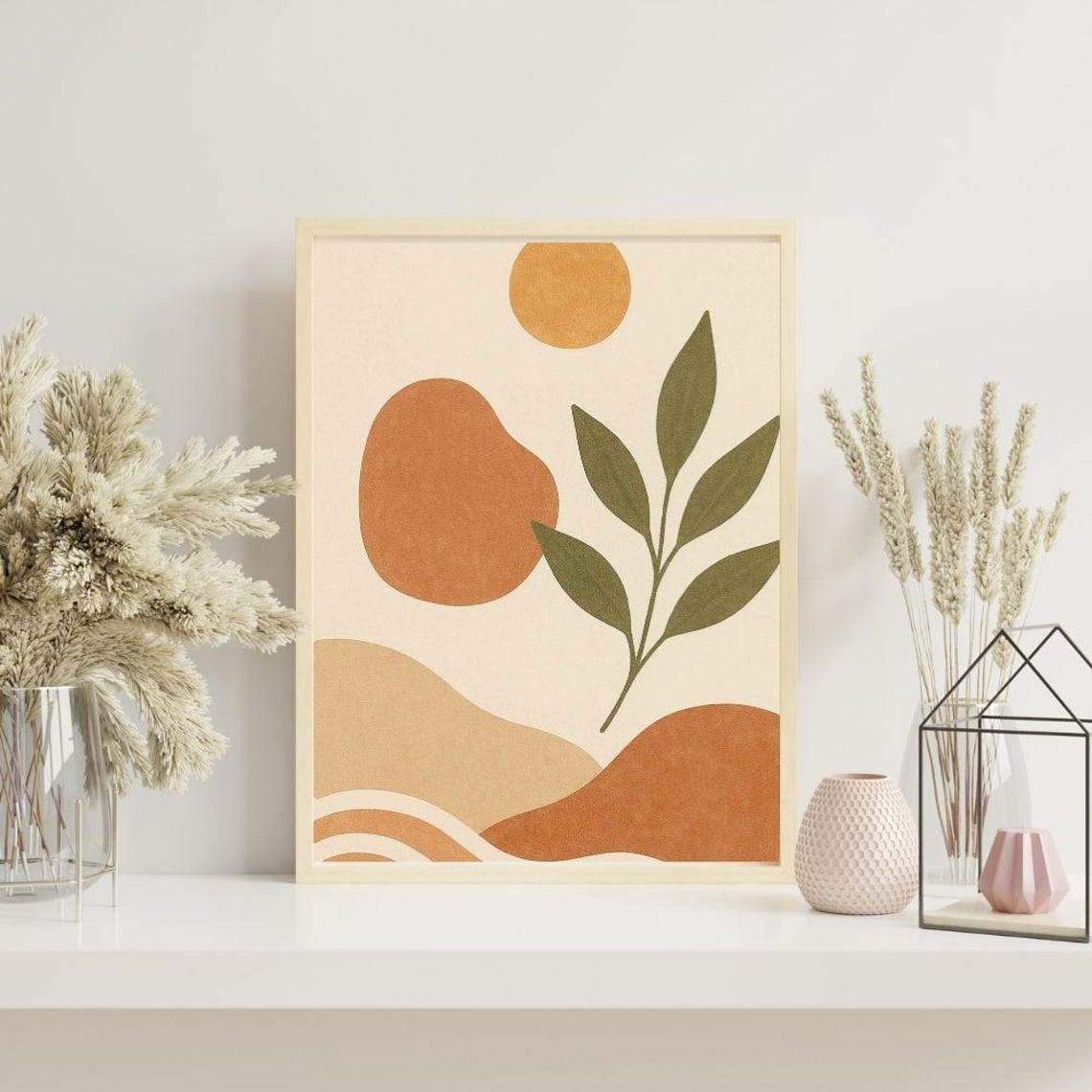 Abstract Boho Wall Art Minimalist Plant Poster Modern Botanical Decor