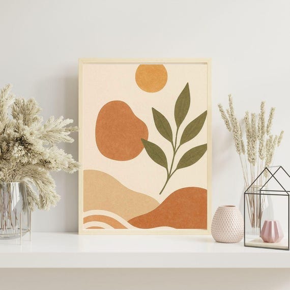 Abstract Boho Wall Art Minimalist Plant Poster Modern Botanical Decor