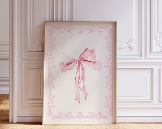 Preppy Pink Coquette Bow Art Print