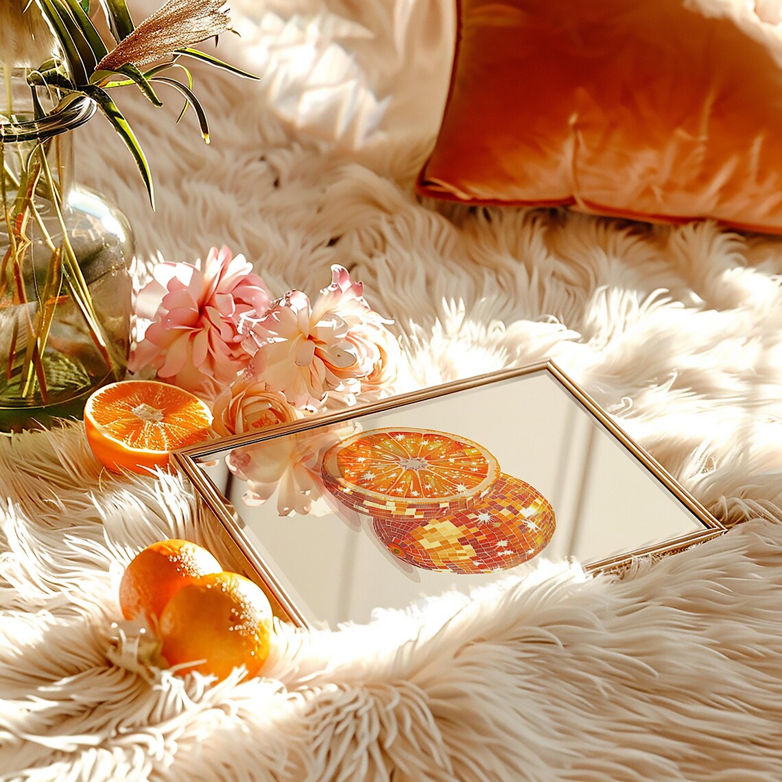 Disco Fruit Print, Glam Orange Poster Art Print - Image 6