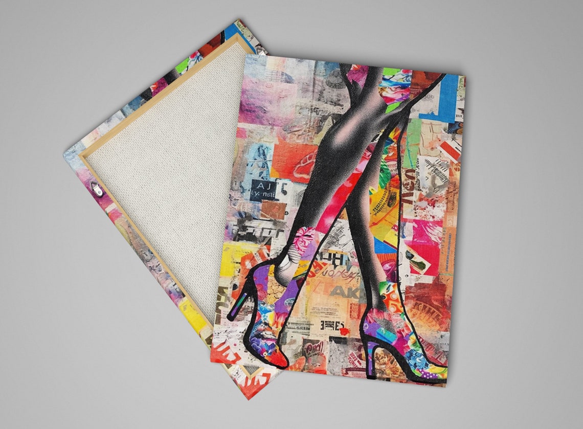 Womans Legs In Heels Modern Collage Print Mixed Medium Fashion Art Extra Large Wall Art Available In All Sizes - Image 4