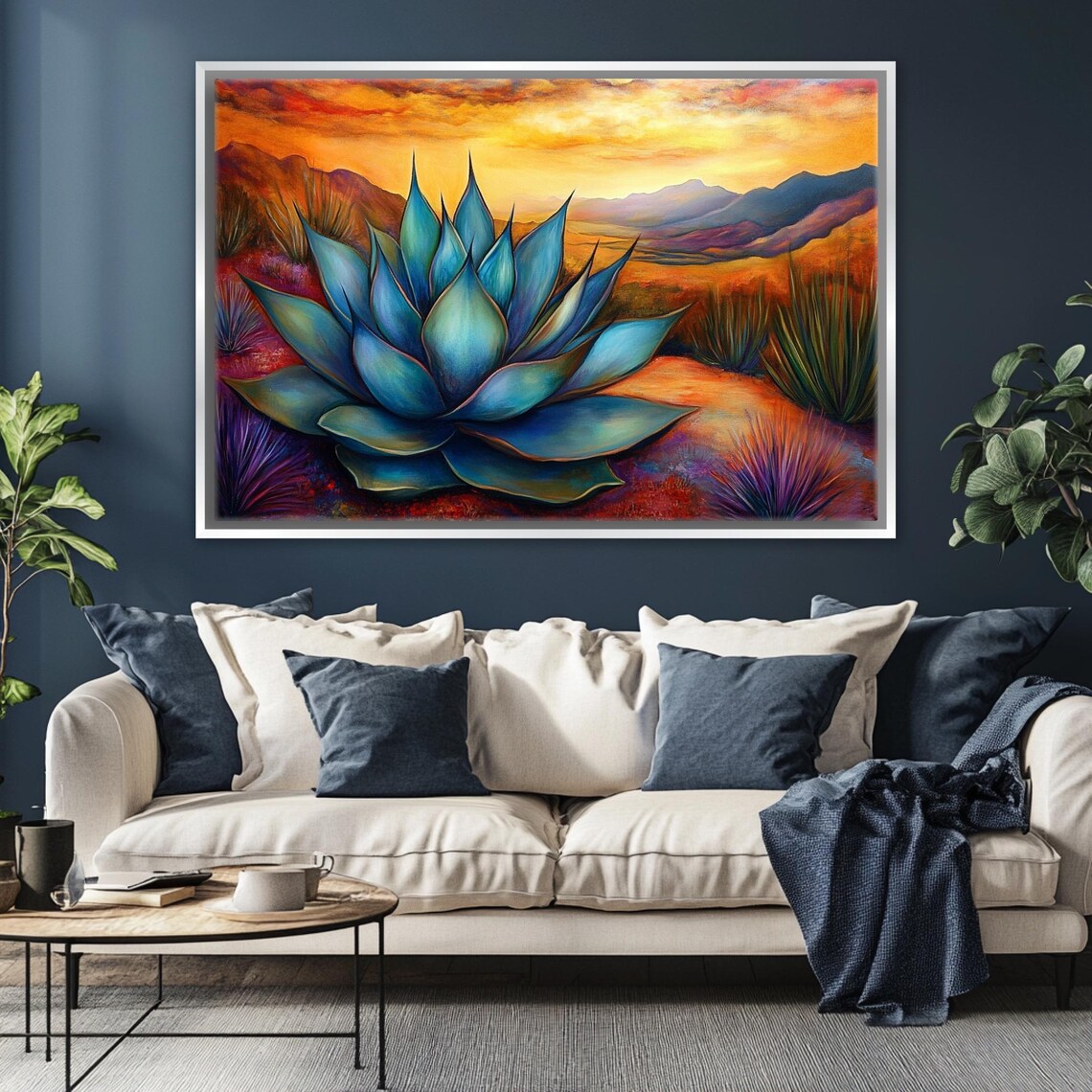 Agave Cactus Landscape Art Print, Succulent Study - Image 3