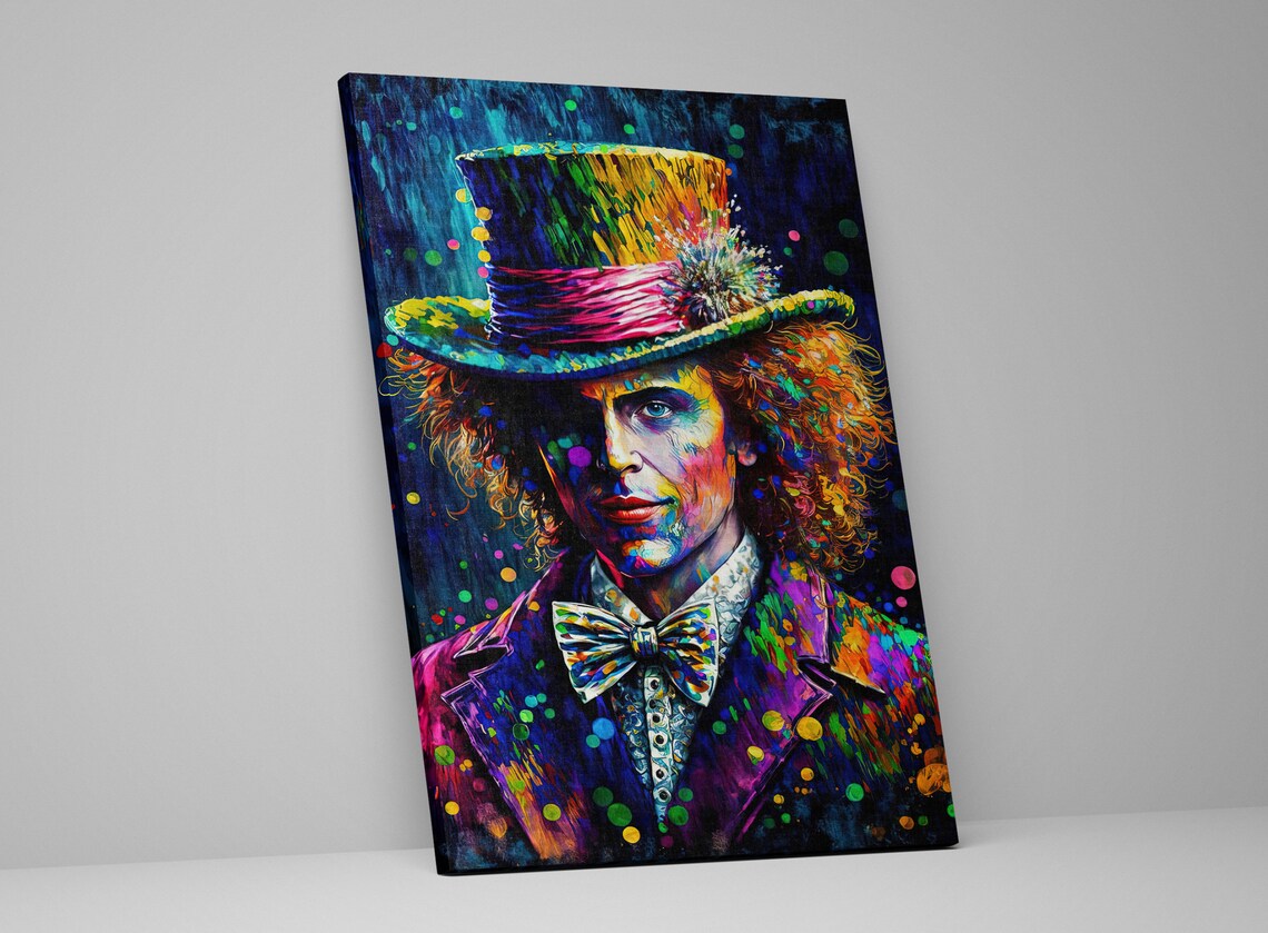 Mad Hatter Portrait Neon Colors Top Hat Wonderland Fantasy Poster - Image 4