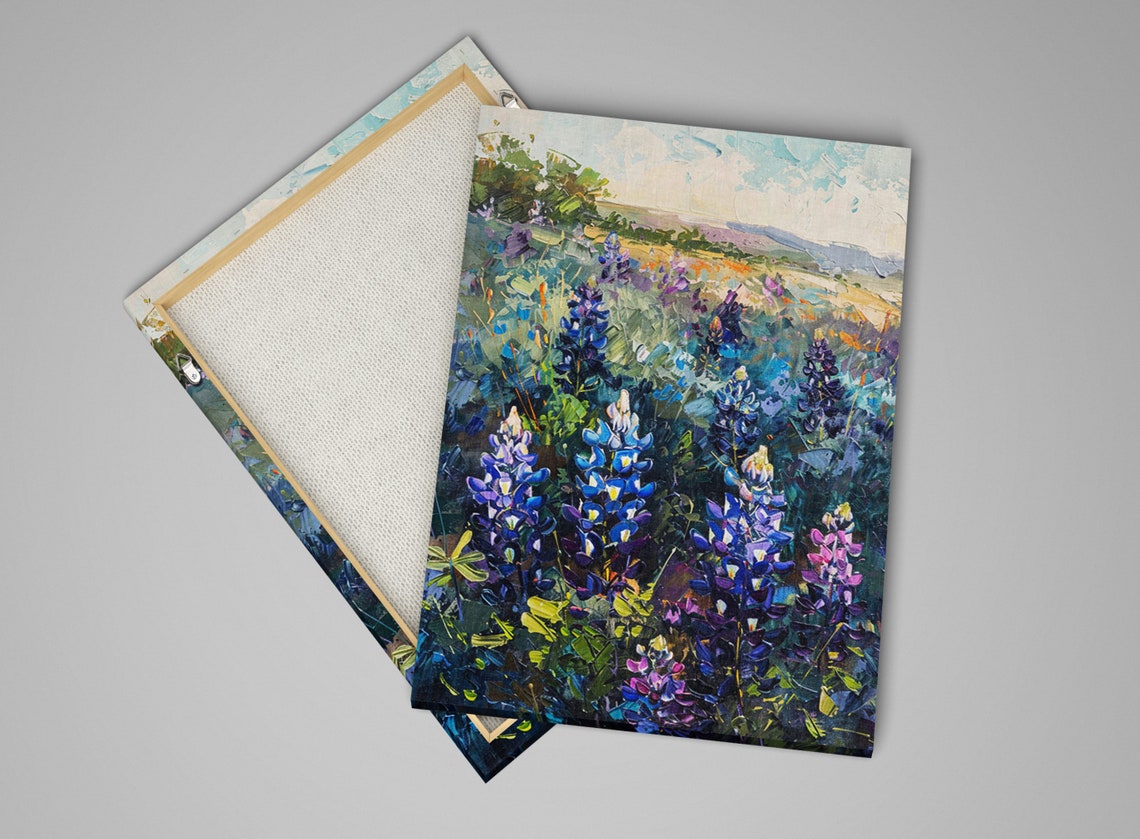 Texas Bluebonnet Wildflower Field Impressionist Spring Hills Poster - Image 4