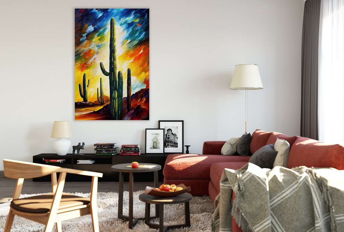 Cactus Desert Painting, Southwest Landscape Art Print - Image 2