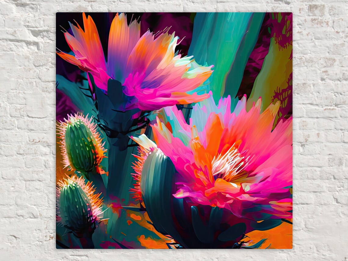 Pink Saguaro Flower Desert Cactus Flower Art Print
