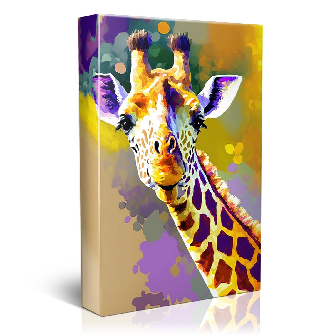 Giraffe Portrait Golden Yellow Purple Watercolor Style Animal Poster - Image 5