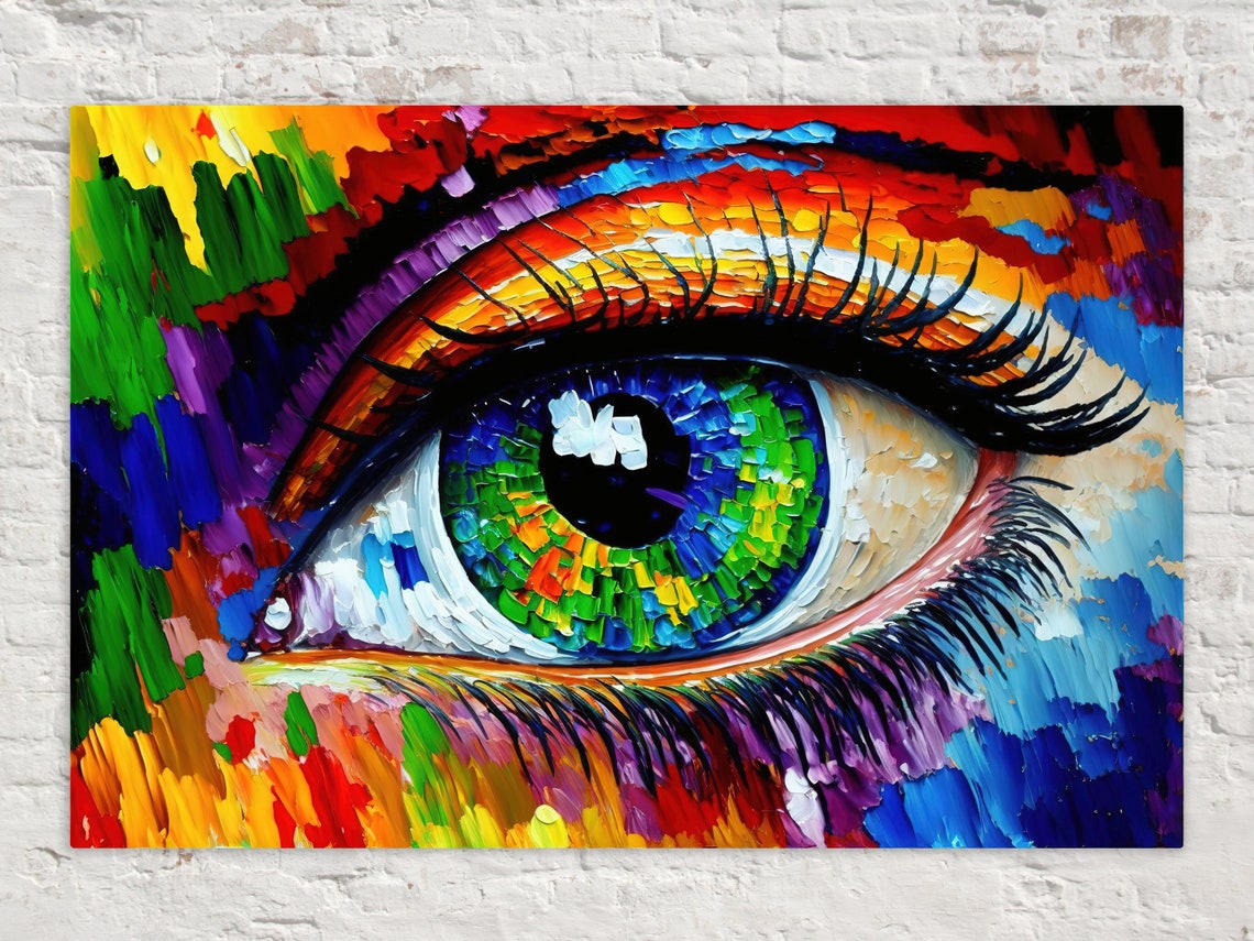 Colorful Abstract Eye Rainbow Iris Bold Brushstroke Modern Poster