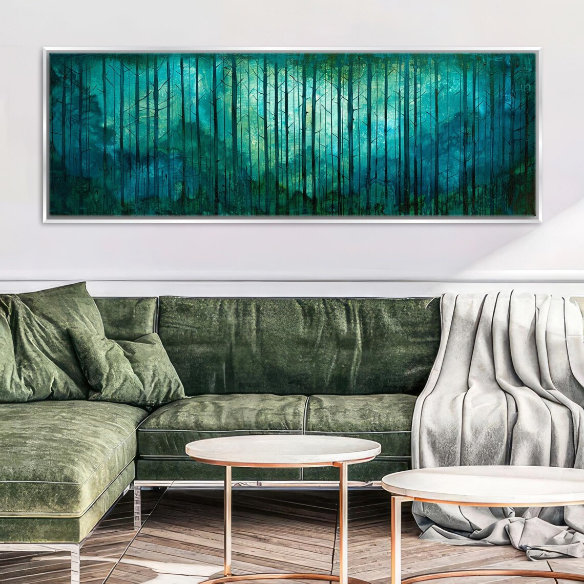 Panoramic Watercolor Forest Landscape Art Print - Image 5