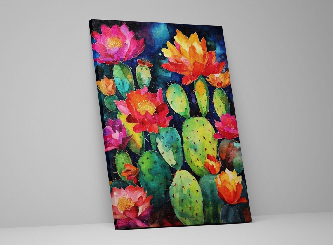 Mexican Pueblo Cactus Watercolor Poster Print - Image 5